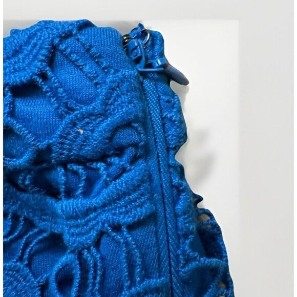 Jack by BB Dakota Adorable Blue Crochet Skirt Size 2 Fully Lined Side Zip - Picture 4 of 7
